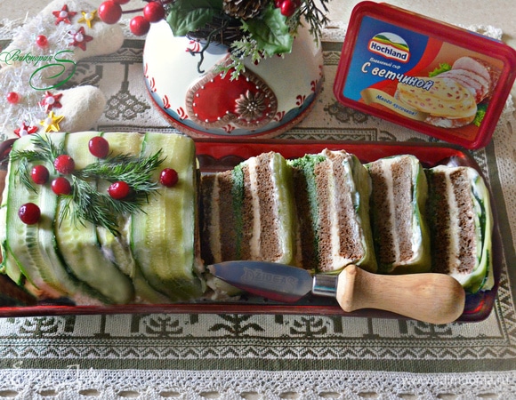 Закусочный торт на бородинском хлебе