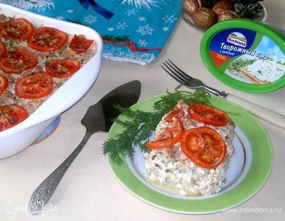 Картофельно-мясная запеканка в сливочной заливке