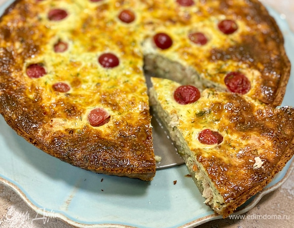 Киш с индейкой и сыром