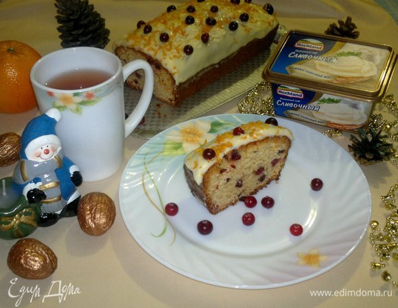 Кекс с клюквой и апельсином под сырным кремом Кекс с клюквой и апельсином под сырным кремом