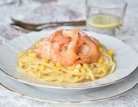Паста с креветками в сливочном соусе Паста с креветками в сливочном соусе
