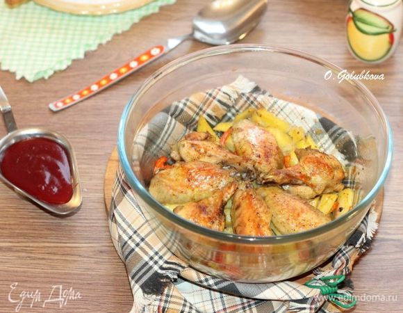 Курица с овощами и вишневым соусом