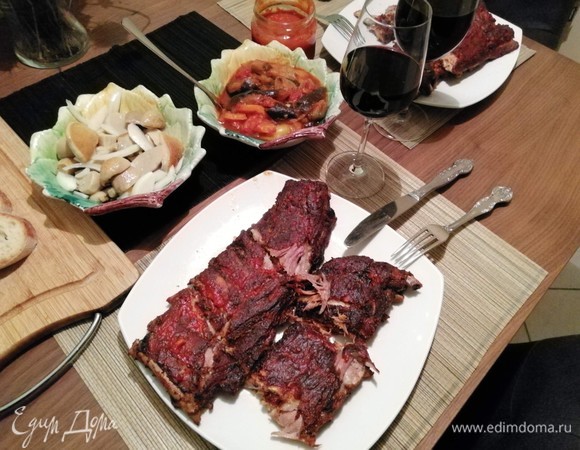 Свиные ребрышки под соусом барбекю Свиные ребрышки под соусом барбекю