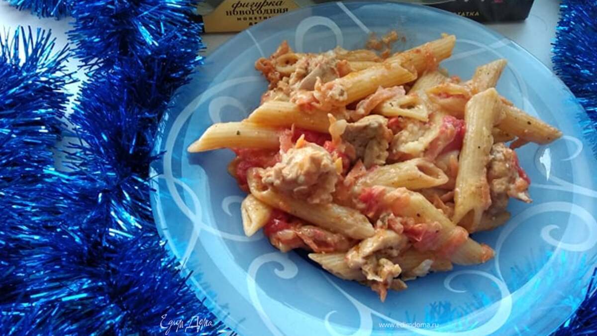 Курица с макаронами в духовке