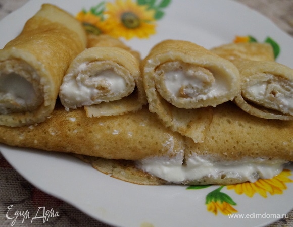 Блины с творожным кремом