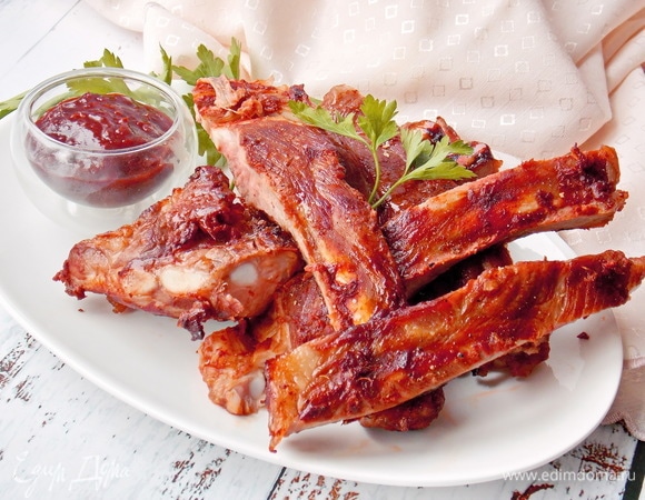 Свиные ребра гриль в соусе тонкацу
