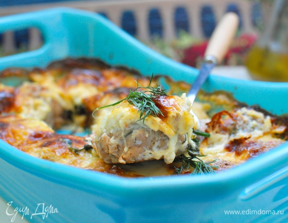 Рыбные полпетте со шпинатом в сливочно-сырном соусе Рыбные полпетте со шпинатом в сливочно-сырном соусе