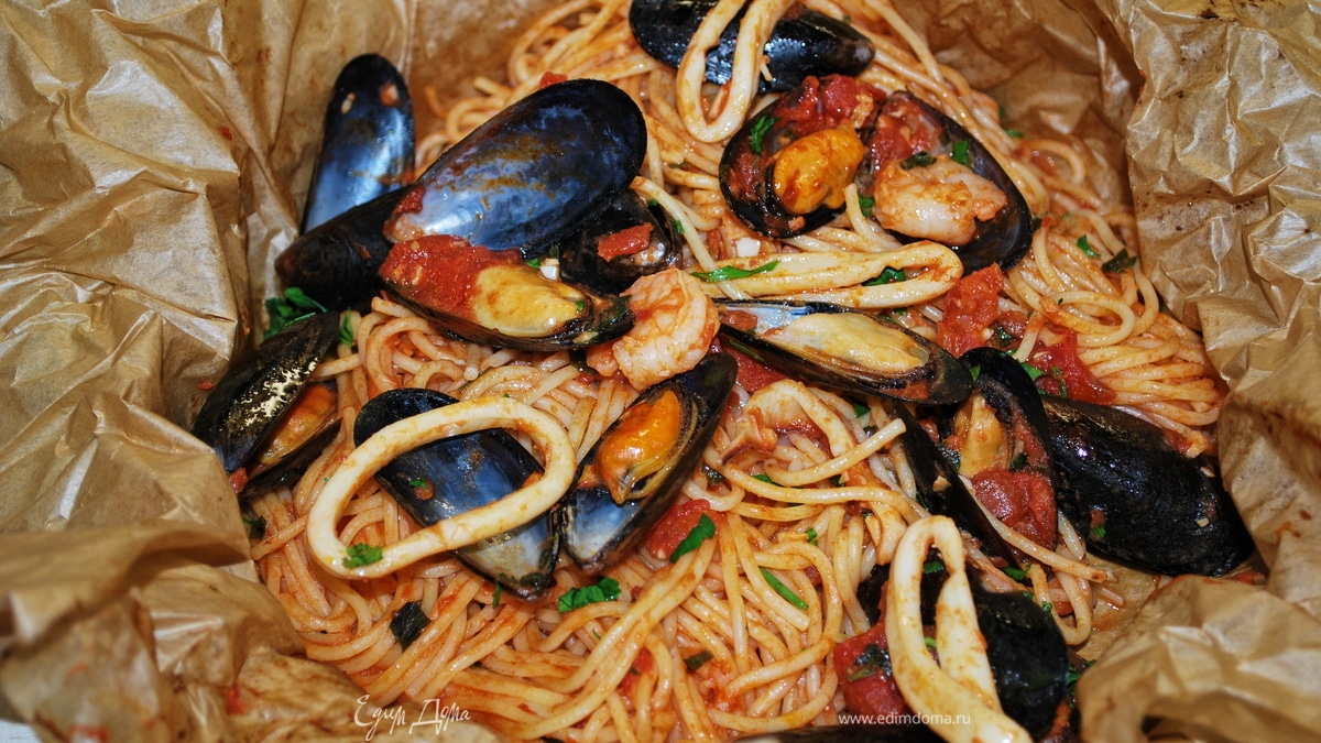 Спагетти с морепродуктами