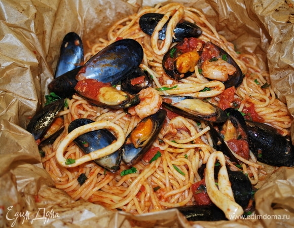 Спагетти с морепродуктами Спагетти с морепродуктами