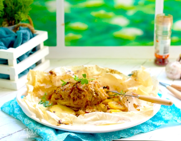 Куриное филе с квашеной капустой в пергаменте Куриное филе с квашеной капустой в пергаменте