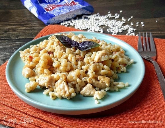 Орзотто с курицей и беконом