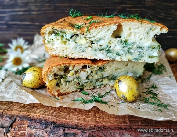 Заливной пирог с яйцами и зеленью