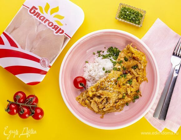 Японский омлет с рисом и курицей 