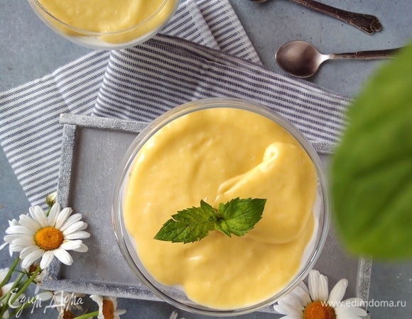 Мятная панна котта с манговым кремом