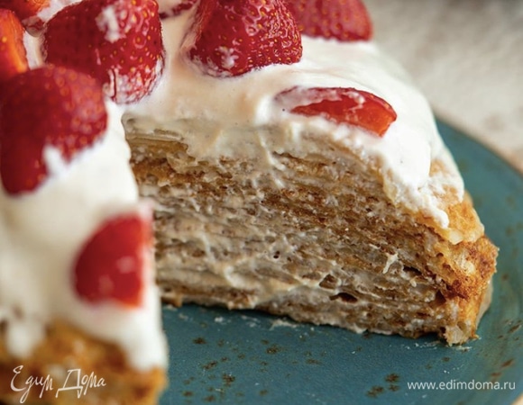 Безглютеновый блинный торт с кремом из кешью