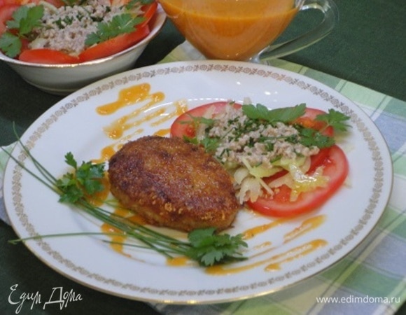 Шницель с рисом и сыром