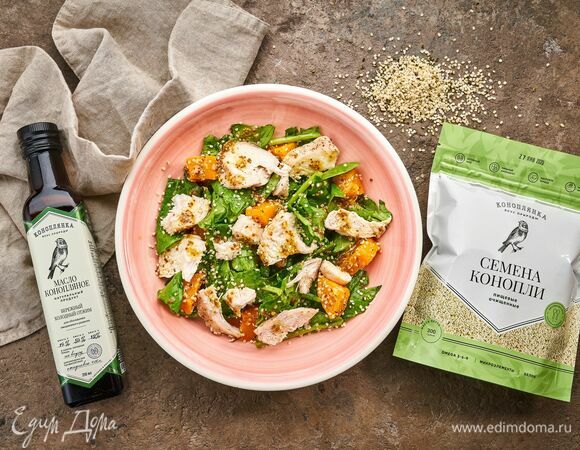 Салат из запеченной тыквы с курицей
