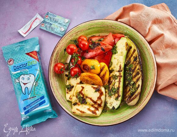 Овощи гриль с сыром халуми Овощи гриль с сыром халуми