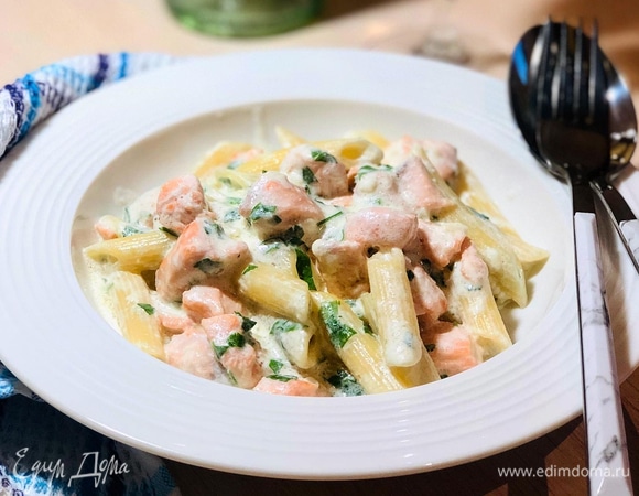 Паста с форелью в сливочном соусе