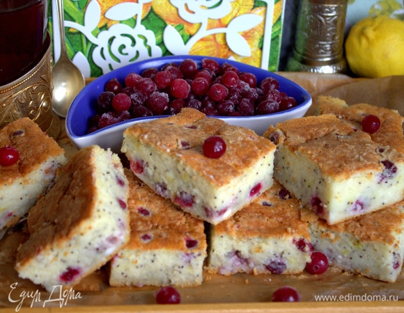 Пирог на твороге с клюквой Пирог на твороге с клюквой
