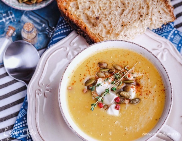 Тыквенно-чечевичный суп-пюре с имбирем