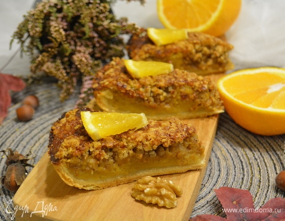 Тыквенный пирог с грецкими орехами и апельсином Тыквенный пирог с грецкими орехами и апельсином