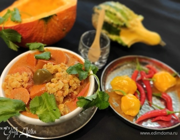 Овощное карри с чечевицей