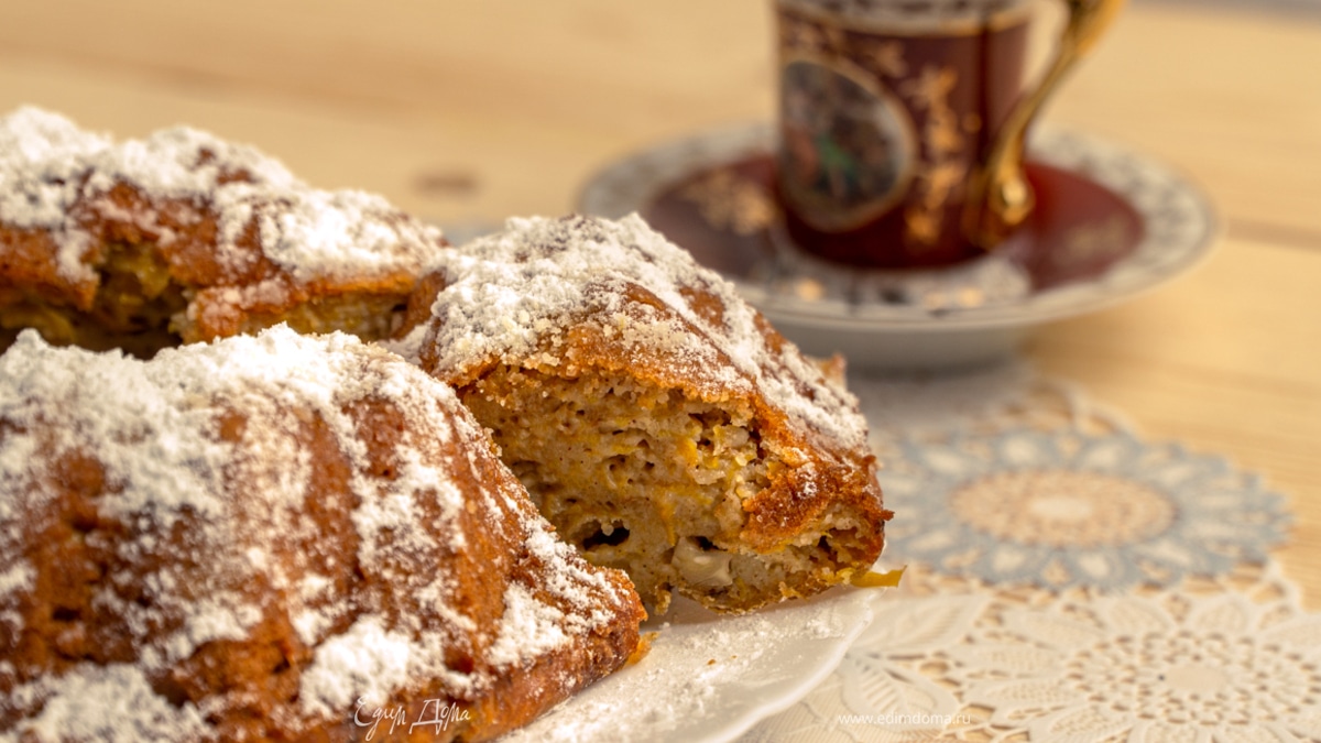 Ароматный тыквенный манник с грецкими орехами