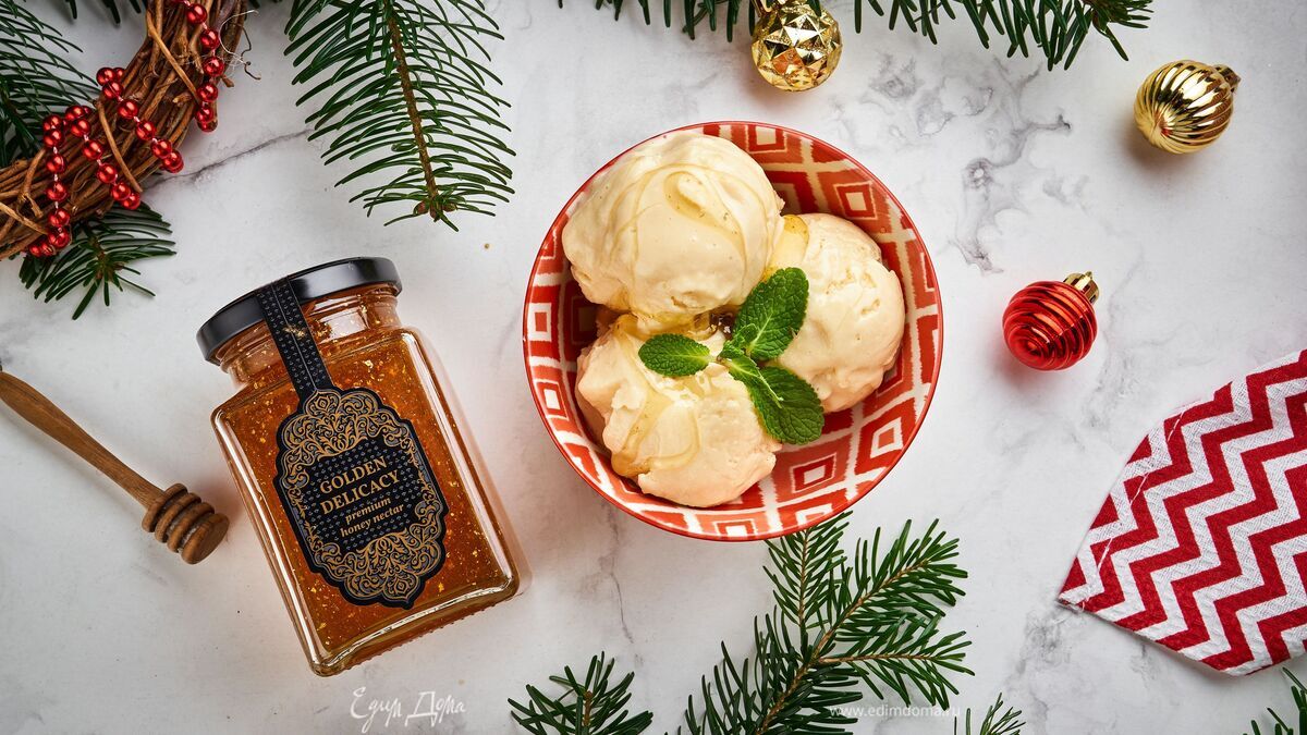 Мороженое из ряженки с белым шоколадом и медом