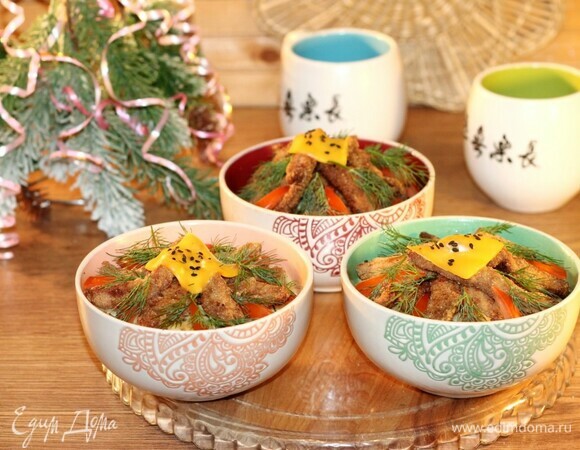 Лапша в грибном соусе с курицей