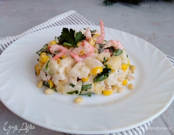 Легкий салат с креветками Легкий салат с креветками