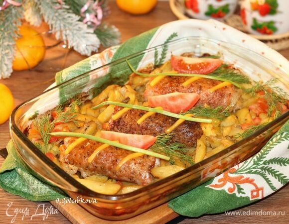 Свиная отбивная с начинкой и картофелем