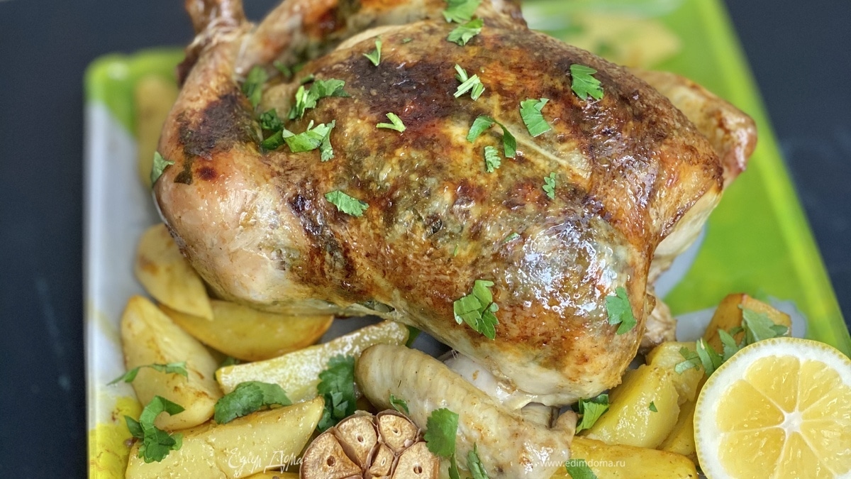 Запеченная курица в «зеленом» масле