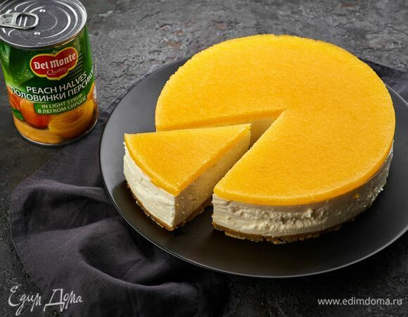 Чизкейк с консервированными персиками без выпечки 