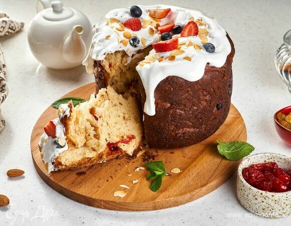 Творожный кулич с сухофруктами 