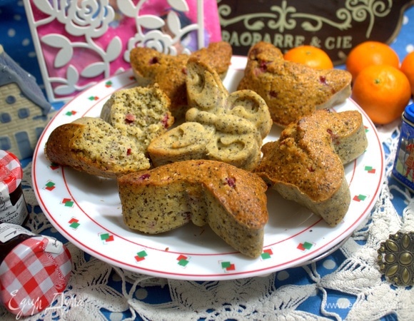 Овсяные кексы с маком и брусникой Овсяные кексы с маком и брусникой