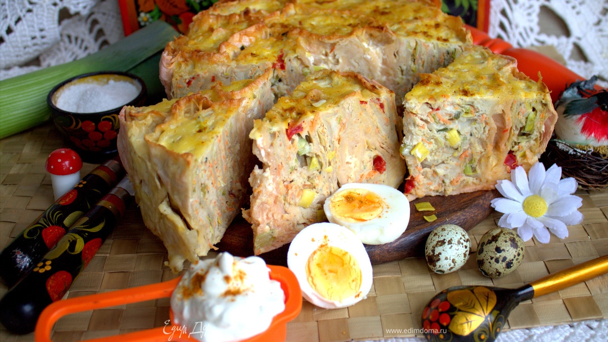 Пирог из лаваша с фаршем