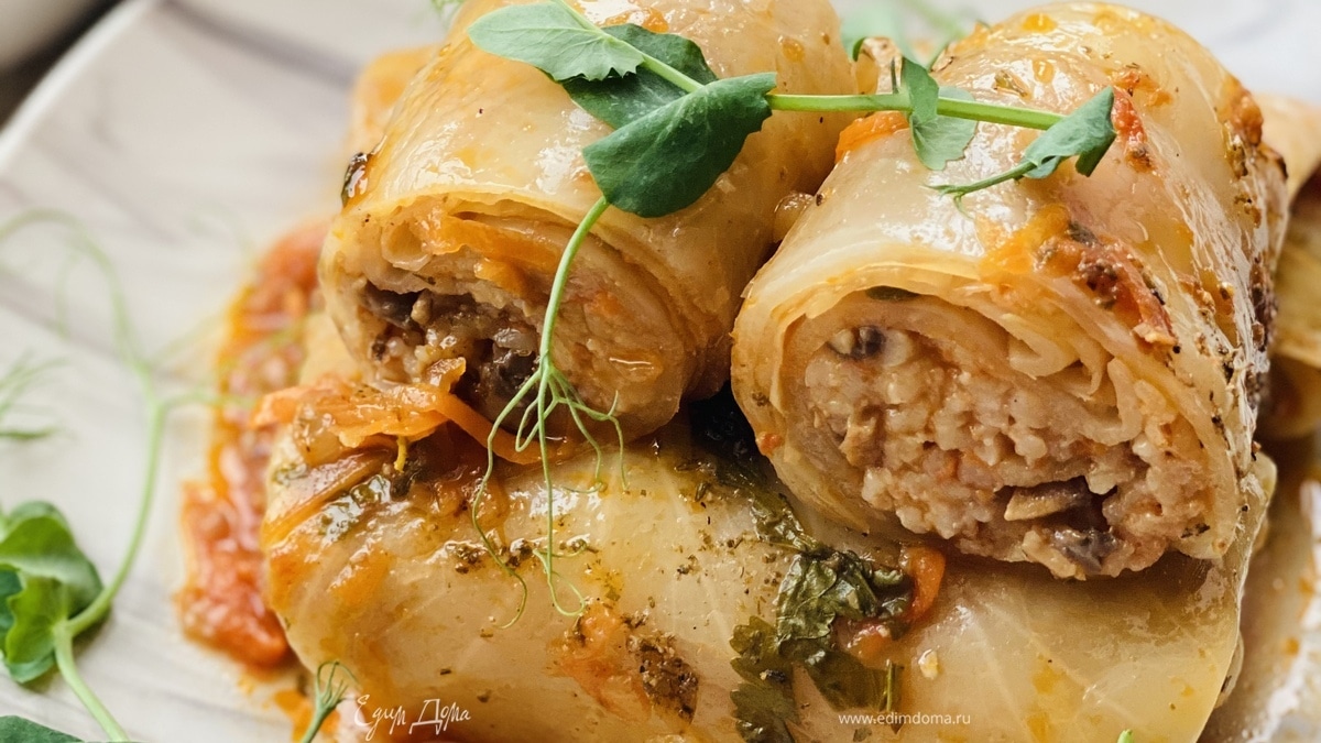 Постные голубцы с грибами