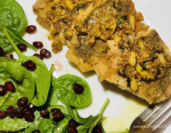 Белая рыба в теплом соусе из горчицы и кориандра