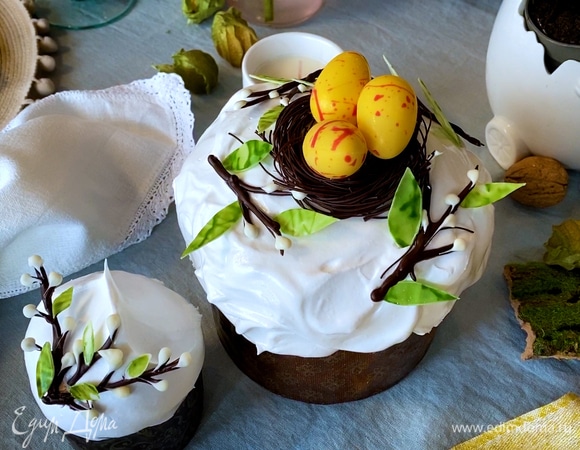 Заварной пасхальный кулич с итальянской меренгой Заварной пасхальный кулич с итальянской меренгой