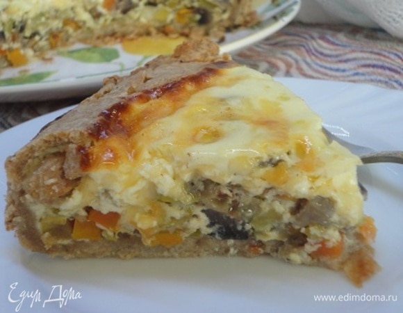 Киш с шампиньонами, овощами и сыром Киш с шампиньонами, овощами и сыром