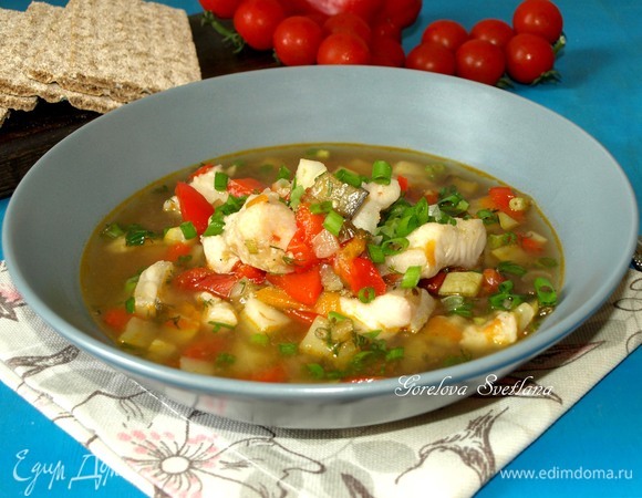Суп с пангасиусом и овощами