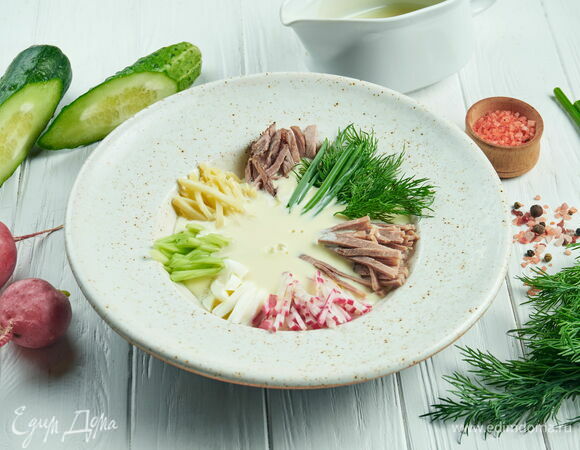 Рецепт классической окрошки на ряженке