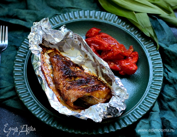 Морской окунь с бальзамическим уксусом в фольге Морской окунь с бальзамическим уксусом в фольге