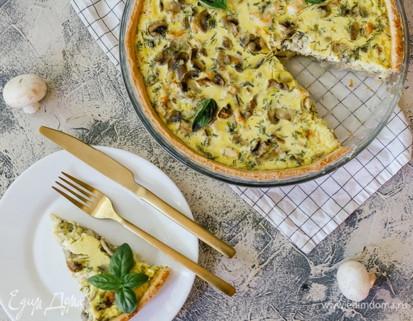 Киш с курицей и шампиньонами 