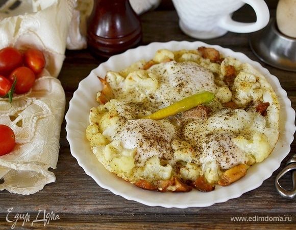 Яичница с лисичками и цветной капустой Яичница с лисичками и цветной капустой