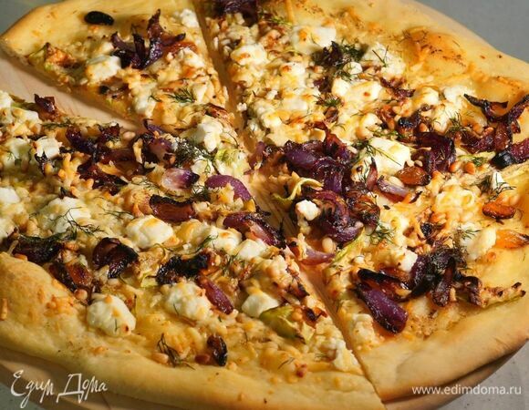 Пицца с овощами и сыром фета по-гречески Пицца с овощами и сыром фета по-гречески