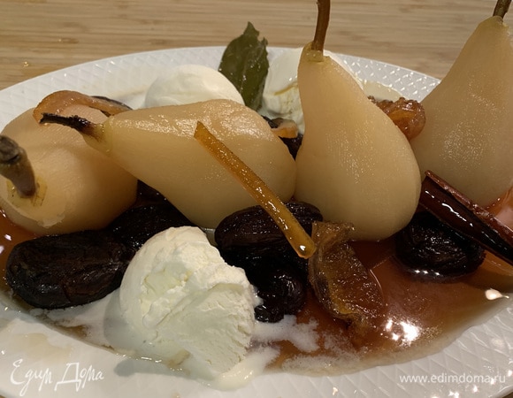 Груши в сиропе с черносливом и апельсинами 