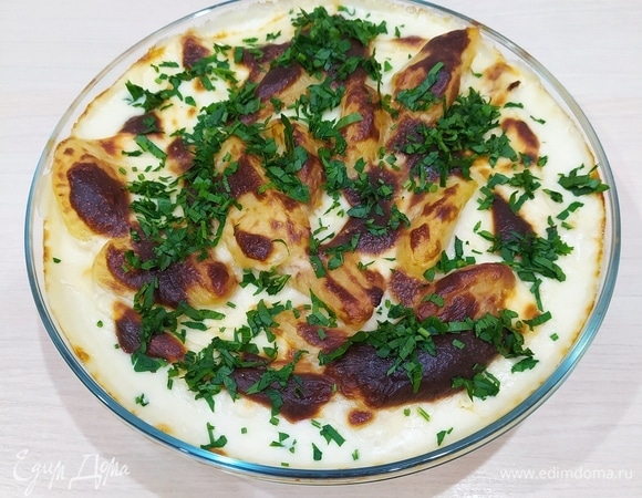 Картофель «Пушкин» в сливочно-сырном соусе