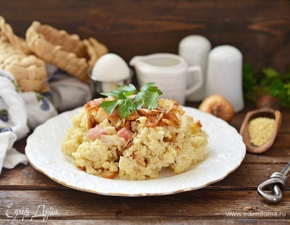 Пшенная каша с беконом и хрустящим луком Пшенная каша с беконом и хрустящим луком